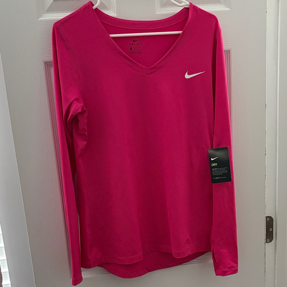 Nike Dri-Fit  Women's Vivid Pink Long Sleeve Tee